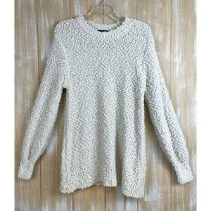 Lana Collection By Yossi White Long Sleeve Ivory Knobby Sweater Women's Size S